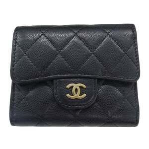 CHANEL Authentic Black Caviar Leather Wallet
